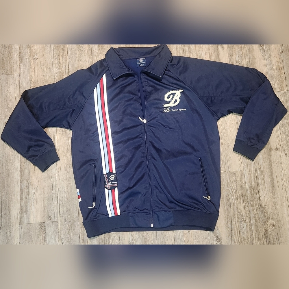 Brooklyn Xpress‎ Vintage Y2K Embroidered Logo Streetwear Track Jacket Men's XL
